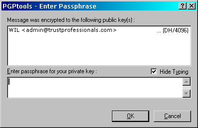 PGPtools enter passphrase